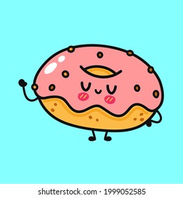 Carácter gracioso burro de burro. Caricatura dibujada a mano del vector icono de ilustración del personaje kawaii. Aislado sobre fondo blanco. Concepto de carácter de donut