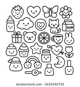 Elementos de doodle bonitos e engraçados para decorativos