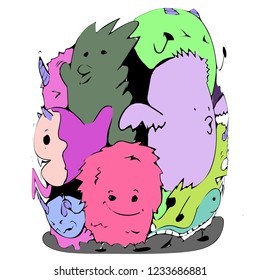 cute funny doodle monster cartoon