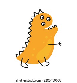 Cute funny doodle monster icon like dino