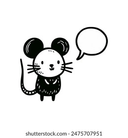 cute funny doodle mouse hand drawn vector illustration template design