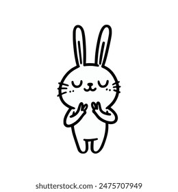 cute funny doodle rabbit hand drawn vector illustration template design