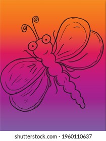 cute and funny dragonfly on a bright background