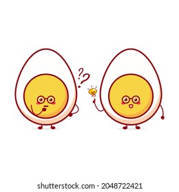 Cute funny egg expression character. Vector hand drawn cartoon mascot character illustration icon. Isolated on white background. food character concept
