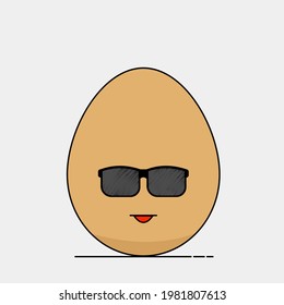 Cute funny egg illustration with glasses, flat illustration design concept