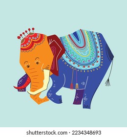 Cute funny elephant cartoon animal character icon vector illustration.