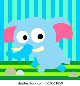 cute and funny elephant drawing for kids with colorful background. vector illustration design.