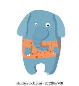 cute funny elephant in t-shirt, vector clipart, children's funny illustration with cartoon character