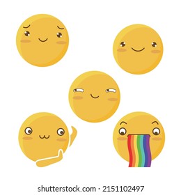 Cute and Funny Emoji Illustration Set