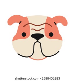 Cute and funny English or British bulldog's face. Trendy modern vector illustration isolated on white background, hand drawn, flat design