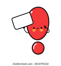 Cute funny Exclamation point with poster. Vector hand drawn cartoon kawaii character illustration icon. Isolated on white background. Exclamation point think concept