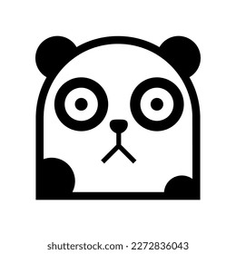 Cute funny face panda cartoon doodle icon flat vector design