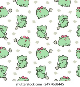 Cute and funny farting animals. Seamless pattern. Cartoon characters. Hand drawn style. Vector drawing. Design ornaments.