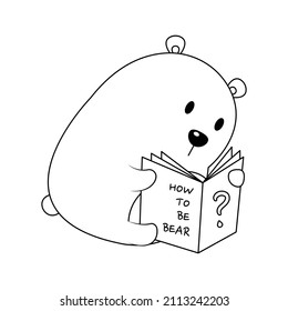 Cute and funny fat bear vector illustration cartoon isolated on white background.
A bear reading a book vector cartoon.