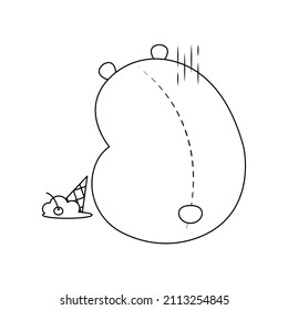 Cute and funny fat bear vector illustration cartoon isolated on white background. A sad bear with fallen ice cream cone vector cartoon. 