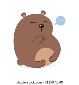 Cute and funny fat bear vector illustration cartoon isolated on white background.
Pouting fat bear vector cartoon.