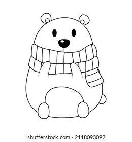 Cute and funny fat bear vector illustration cartoon isolated on white background.
A fat bear wearing scarf vector cartoon.