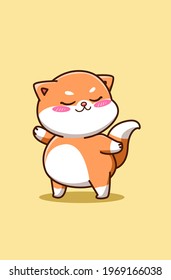 Cute and funny fat cat animal cartoon illustration