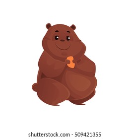 Cute and funny fat, chubby hamster, cartoon vector illustration isolated on white background. Overweight chubby hamster, fatty overfed domestic pet