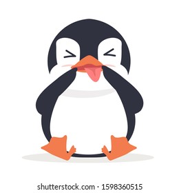Cute funny fat penguin vector 