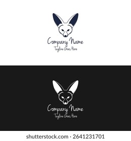 Cute Funny Fennec Fox Head Face Illustration Logo Design Vector