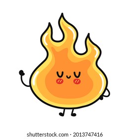 Cute funny Fire character. Vector hand drawn cartoon kawaii character illustration icon. Isolated on white background. Fire character concept