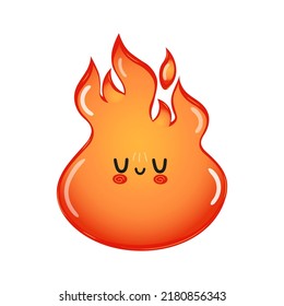 Curioso personaje de la mano ondeando fuego. Caricatura dibujada a mano del vector icono de ilustración del personaje kawaii. Aislado sobre fondo blanco. Concepto del personaje de Happy Fire