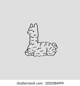 Cute funny fluffy llama . Hand drawn alpaca. Childish character design. Nursery decoration. Stock vector illustration isolated on background.