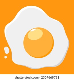 Cute and funny food yolk face. Fried egg cartoon character smiling vector illustration.