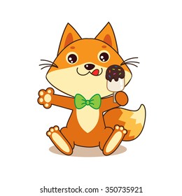 Cute Funny Fox With Ice Cream. Cartoon Vector. Funny Fox Memes. Funny Foxy. Fox Pics. Funny Fox Shirt. Sweet Tooth. Ice Cream. Fox And Ice Cream. Glutton. Dodger. Baby Animals.