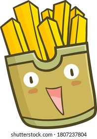 Cute and funny french fries character laughing happily