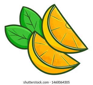 Cute and funny fresh two pieces of orange fruit