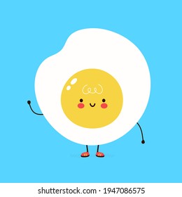 Cute funny Fried Egg character. Vector hand drawn cartoon kawaii character illustration icon. Isolated on white background. Fried Egg character concept