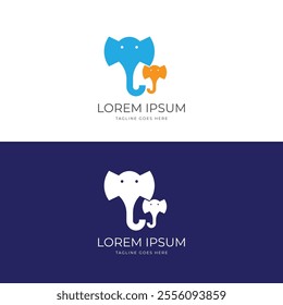 Cute Funny Friendly Cartoon Mascot Character Elephant Family Logo Design Vector