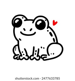 cute funny frog doodle hand drawn vector illustration template design