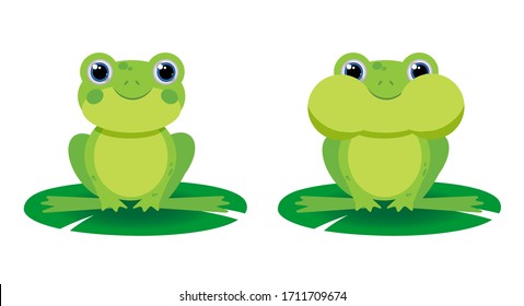 linda y divertida ilustración de rana en diferentes poses