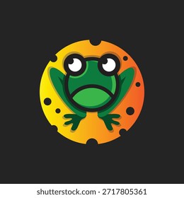 Linda y divertida Plantilla de logo de rana. Estilo moderno del logotipo abstracto animal de la rana.