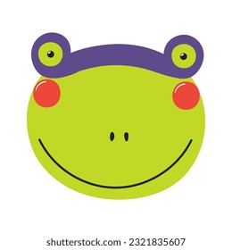 Cute funny frog superhero face in mask cartoon character illustration. Hand drawn Scandinavian style flat design, isolated vector. Kids print element, cool, brave animal, comic book super hero