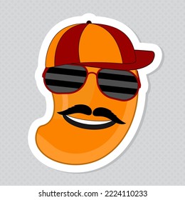 Vector Cute Funny Fruit Sticker, 