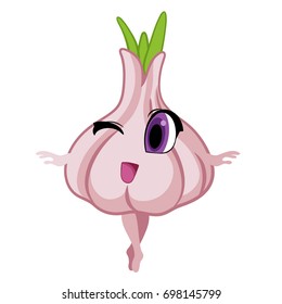 Cute funny garlic doing classic ballet dance