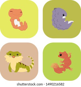 cute and funny geckos, icons