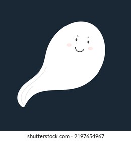 Cute and funny ghost. Halloween. All Saints' Day. Cute character. Fright. vector object