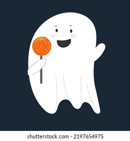 Cute and funny ghost. Halloween. All Saints' Day. Cute character. Fright. vector object