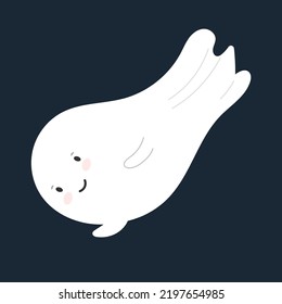 Cute and funny ghost. Halloween. All Saints' Day. Cute character. Fright. vector object