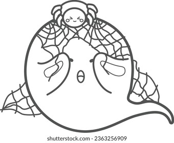 Cuidada y divertida página de dibujos animados de Fantasma para niños y adultos