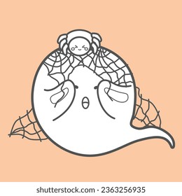 Esbozo de estampado digital de dibujos animados de Halloween, divertido y lindo