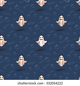 Cute and funny ghost halloween pattern