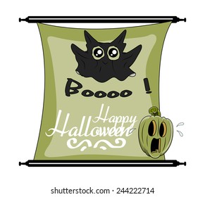 Cute Funny Ghost with Halloween Pumpkin