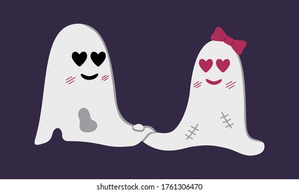 Cute funny ghosts isolated