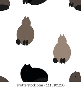 cute and funny gift for children's clothing  cat wallpaper in dark tones on a white isolated background
